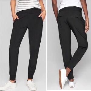 Athleta Soho Lined Joggers Zip Pockets Athleisure Athletic Lounge Black 8